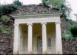  Greek Temple Folly in Fake Ruined Masonry Wall in Wrlitzer Park.
copyright © Glenn Loney/The Everett Collection
